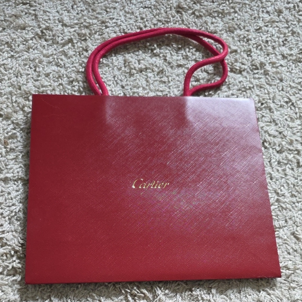 Cartier burgundy tote shopping paper bag.